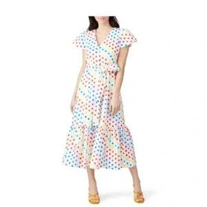 Color Me Courtney Dipping Dot Minnie Dress Size 6 Rainbow Polka Dot Midi Teacher